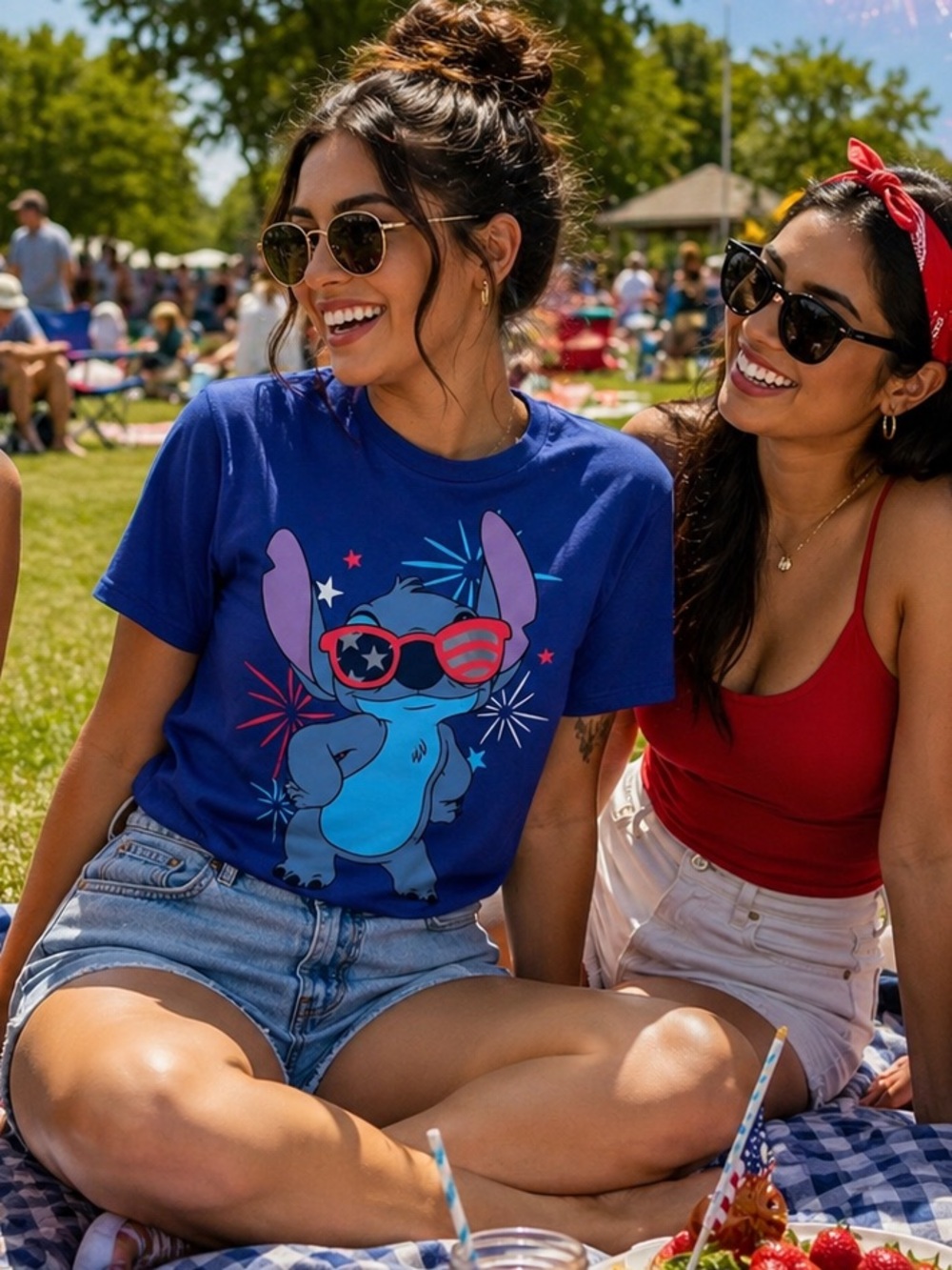 Disney Stitch Large Graphic Short Sleeve Tee Casual Cotton Blend Festive Lounge